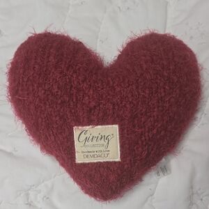 Demdaco Burgundy Heart Plush Pillow